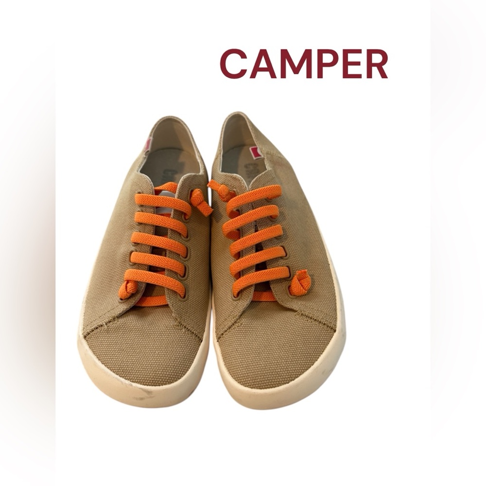 Camper Peu Rambla Sneakers Sz 39. Tan/ Orange laces. Excellent Condition.
